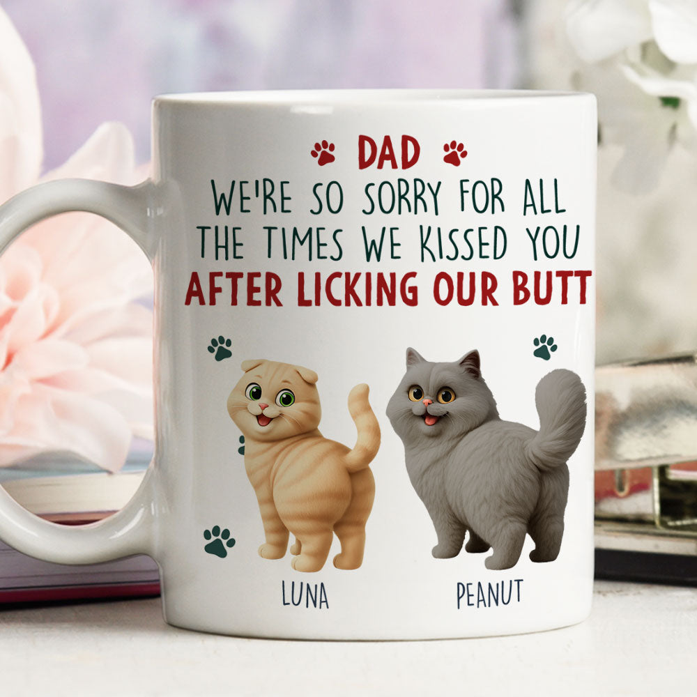 Custom Christmas Birthday Gifts For Dog Lovers • Sorry Mom Dad Cat Version - Personalized Coffee Mug