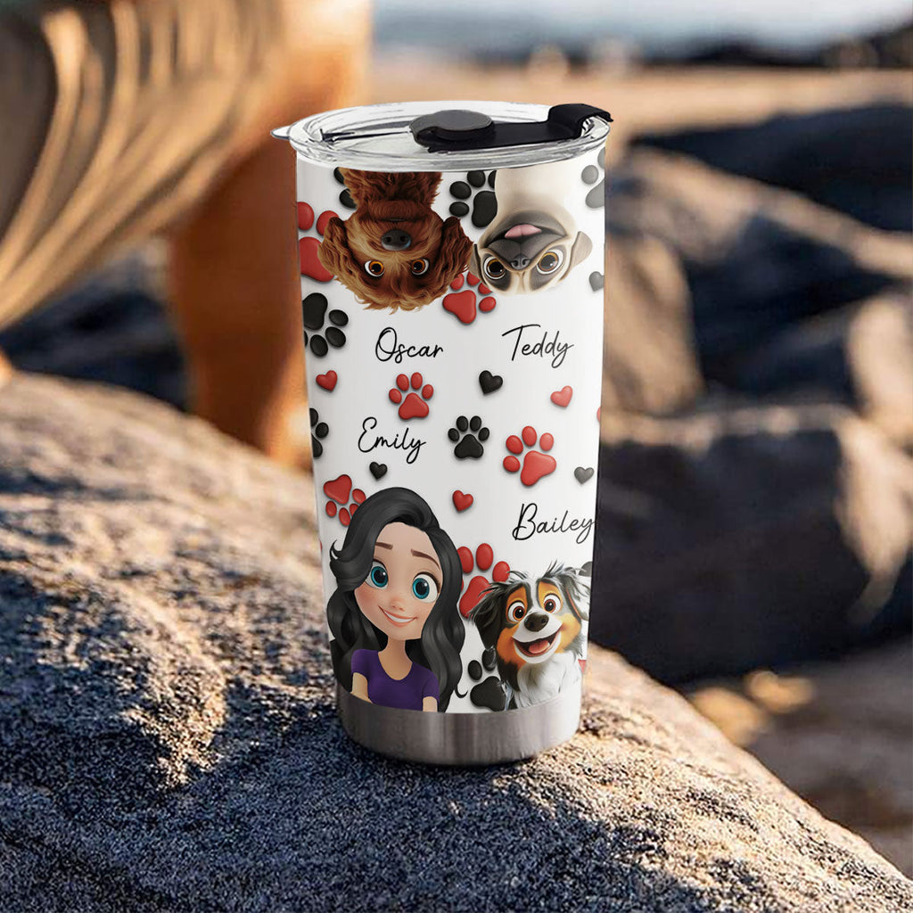 Custom Mother's day Birthday Gifts For Dog Mom, Dog Lovers • Lovely Dog Mom Cartoon - Personalized Tumbler