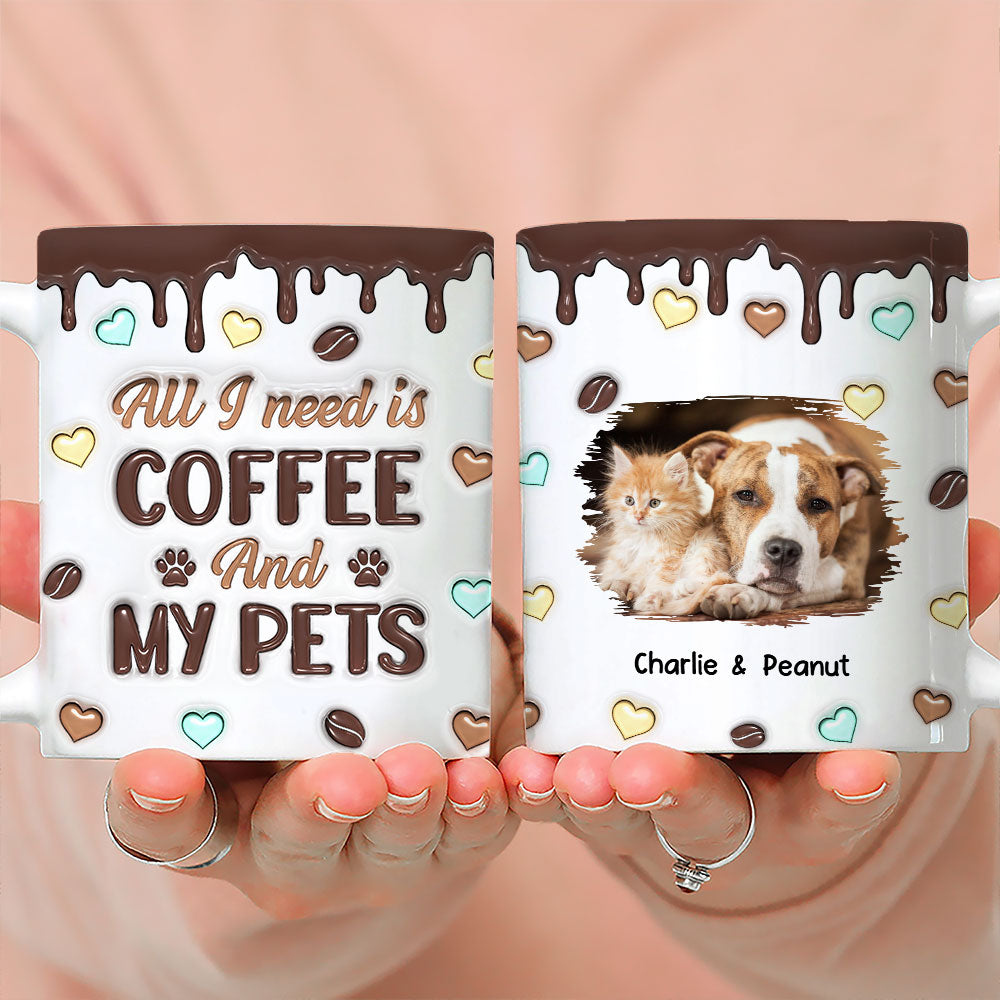 Coffee And Pet Photo - Personalized 3D Inflated Effect Mug
