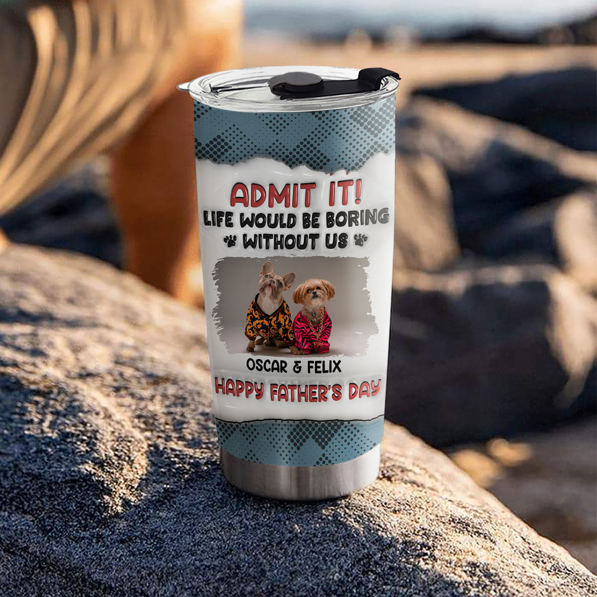 Custom Photo Father's day Birthday Gifts For Dog Dad, Dog Lovers • Admit It Cartoon Photo - Personalized 3D Inflated Effect Tumbler