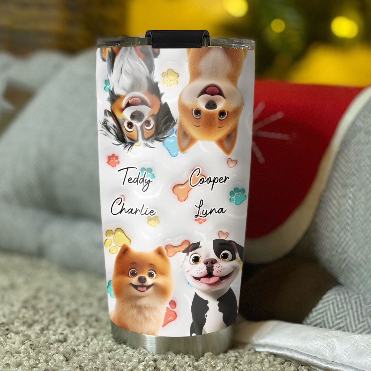 Custom Christmas Birthday Gifts For Dog Lovers • Cute Dog Baby - Personalized 3D Inflated Effect Tumbler