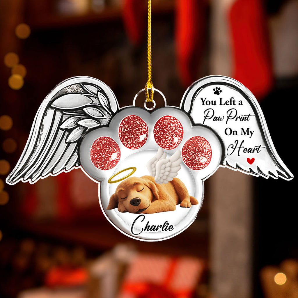 Custom Christmas Memorial Sympathy Gifts For Dogs, Cats • Pawprints In Heaven - Personalized Acrylic Ornament