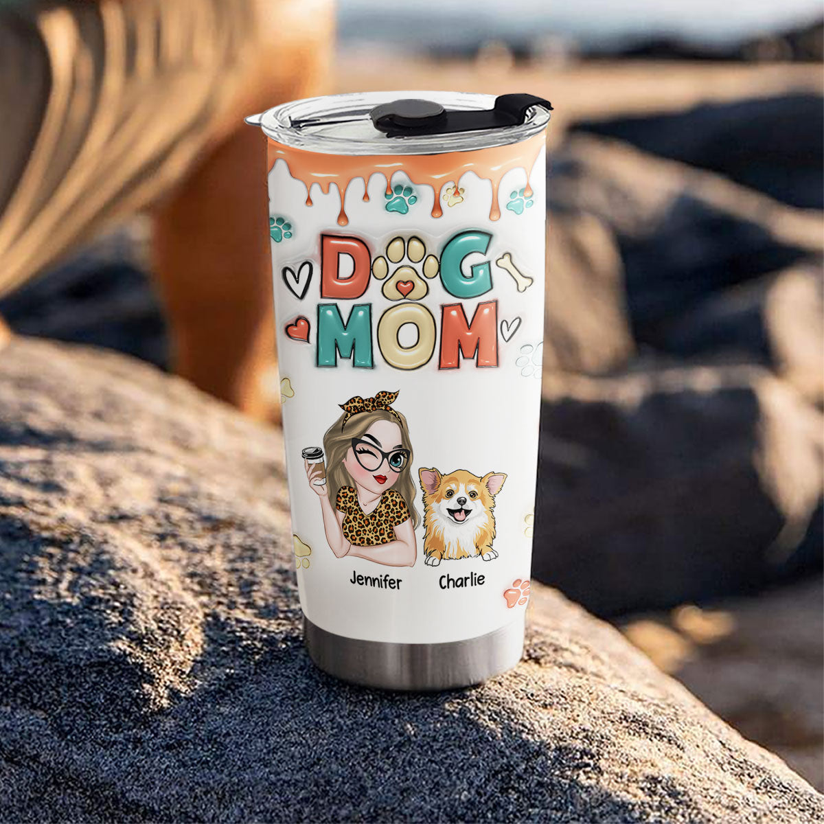 Custom Mother's day Birthday Gifts For Dog Mom, Dog Lovers • Mom Of Dogs - Personalized 3D Inflated Effect Tumbler