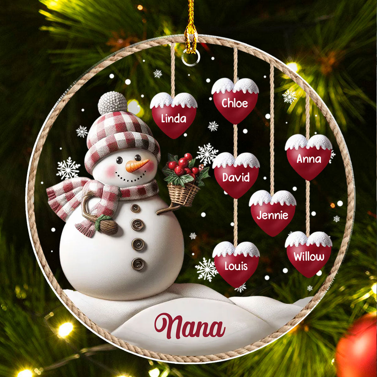 Happy Christmas Snowman Grandma - Personalized 3D Inflated Effect Acrylic Ornament
