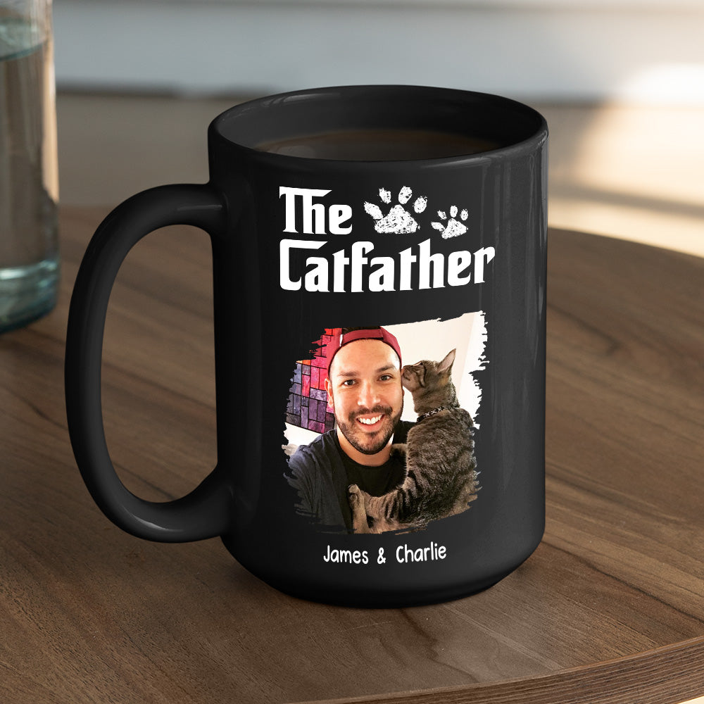 Custom Photo Father's day Birthday Gifts For Cat Dad, Cat Lovers • Cool Cat Father Photo - Personalized Coffee Mug