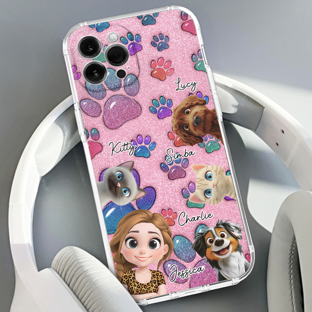 Glittery Paw Mom Pet Ver - Personalized Phone Case