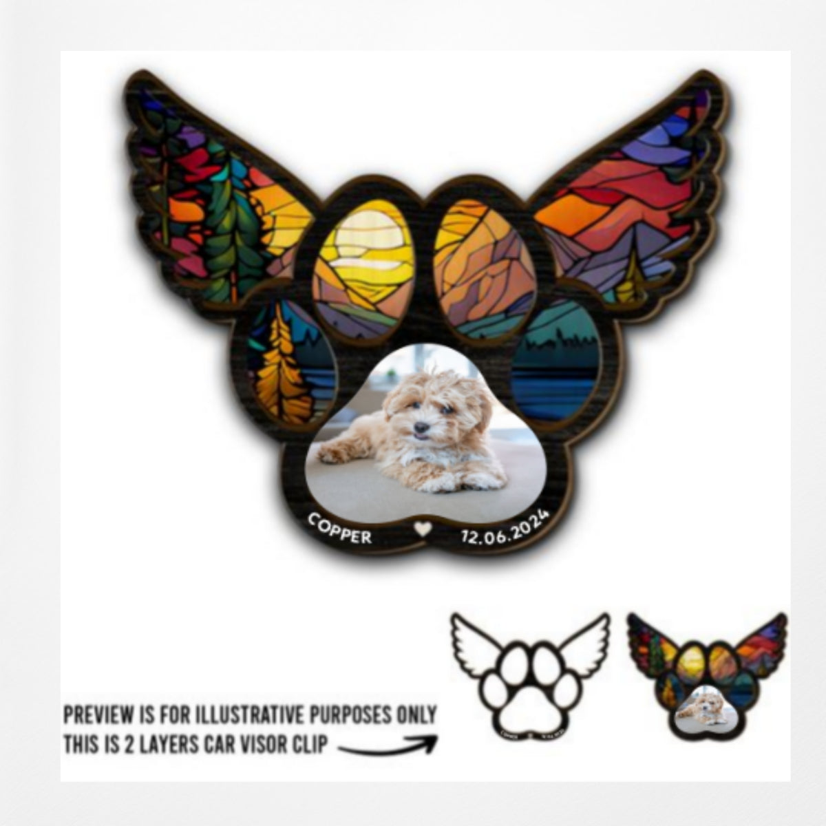 Pawprints On My Heart - Personalized Car Visor Clip