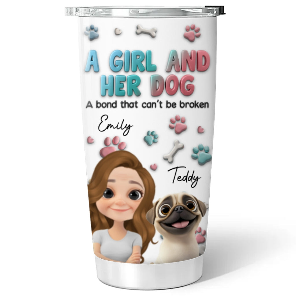Custom Mother's day Birthday Gifts For Dog Mom, Dog Lovers • A Girl And Her Dog Cartoon - Personalized Tumbler