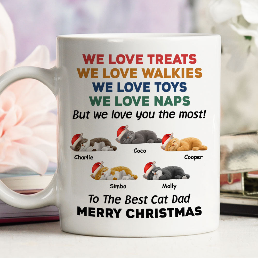 Custom Christmas Birthday Gifts For Cat Lovers • Cats Love You Snow Ver - Personalized Coffee Mug