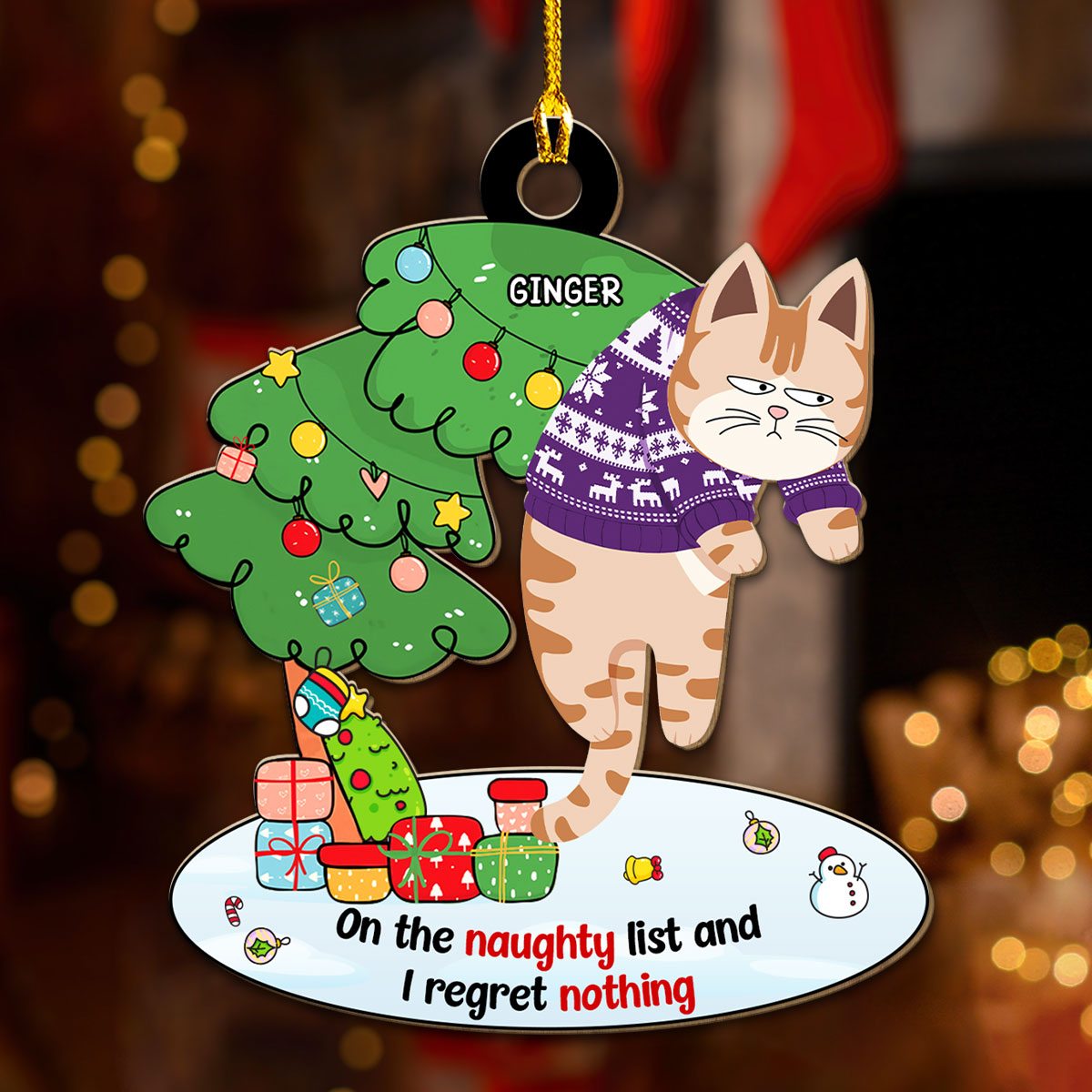 Regret Nothing - Personalized Wood Ornament