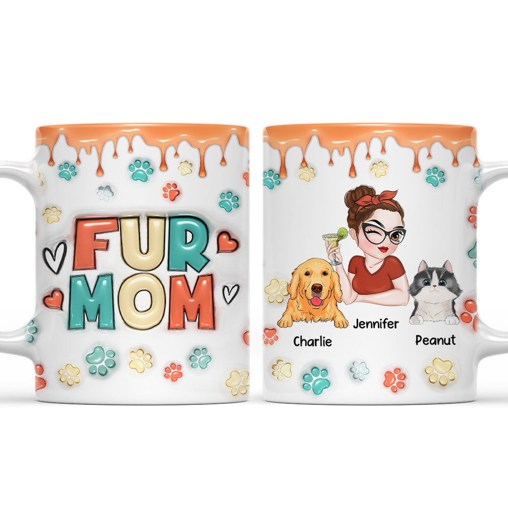 Custom Mother's day Birthday Gifts For Dog Mom, Dog Lovers • Mom Of Pets Version 2 - Personalized 3D Inflated Effect Mug