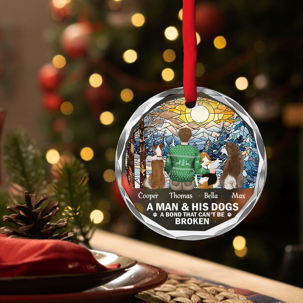 The Bond Between A Girl And Her Dog - Personalized Glass Ornament