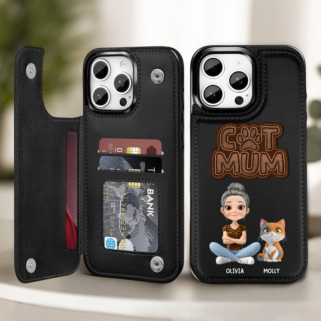 The Cat Mom - Personalized Leather Phone Case