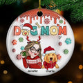 Custom Christmas Decor Home Birthday Gifts For Dog Mom, Dog Lovers • Dog Mom Christmas Paw - Personalized 3D Inflated Effect Ceramic Ornament
