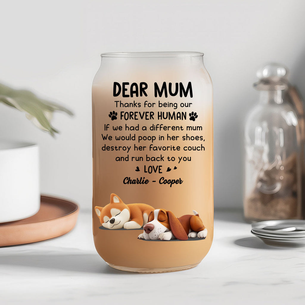 Thanks For Being My Forever Human - Personalized Glass Can