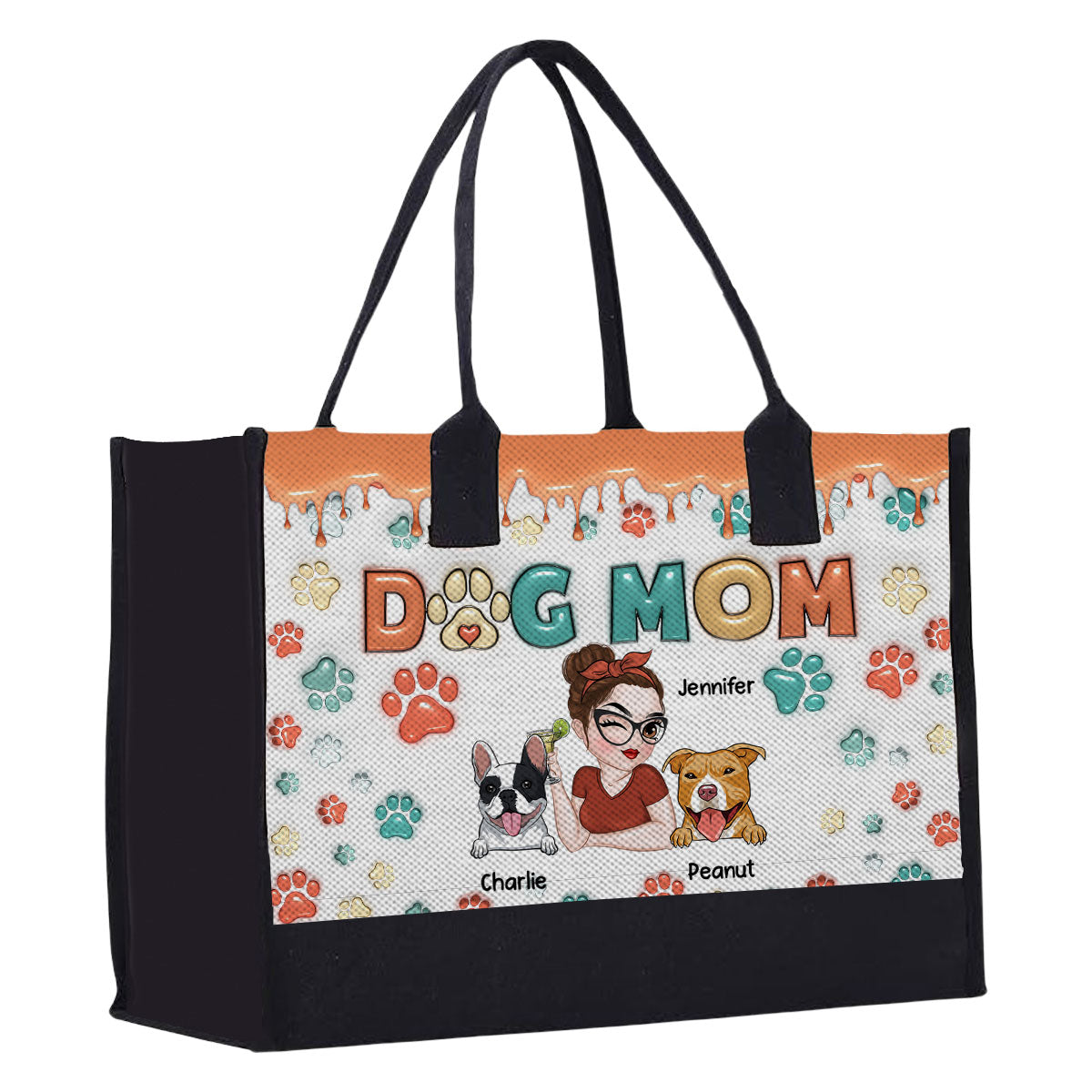 Mom Of Dogs Bag - Personalized 3D Inflated Effect Canvas Tote Bag