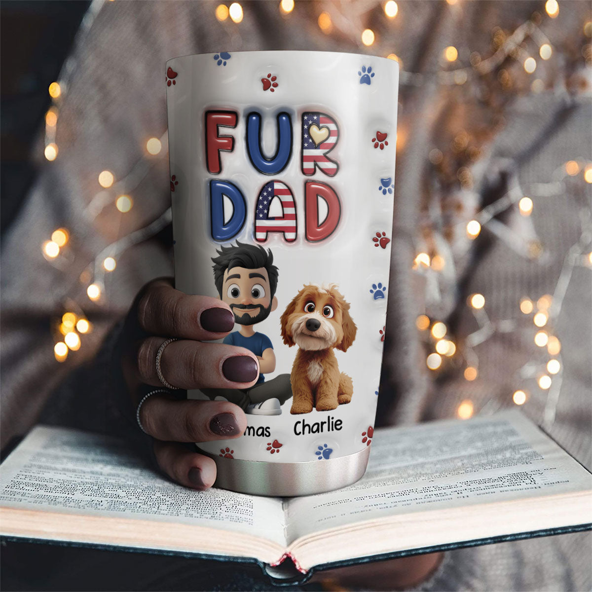 Custom Father's day Birthday Gifts For Pet Dad, Pet Lovers • My Lovely Pet - Personalized 3D Inflated Effect Tumbler