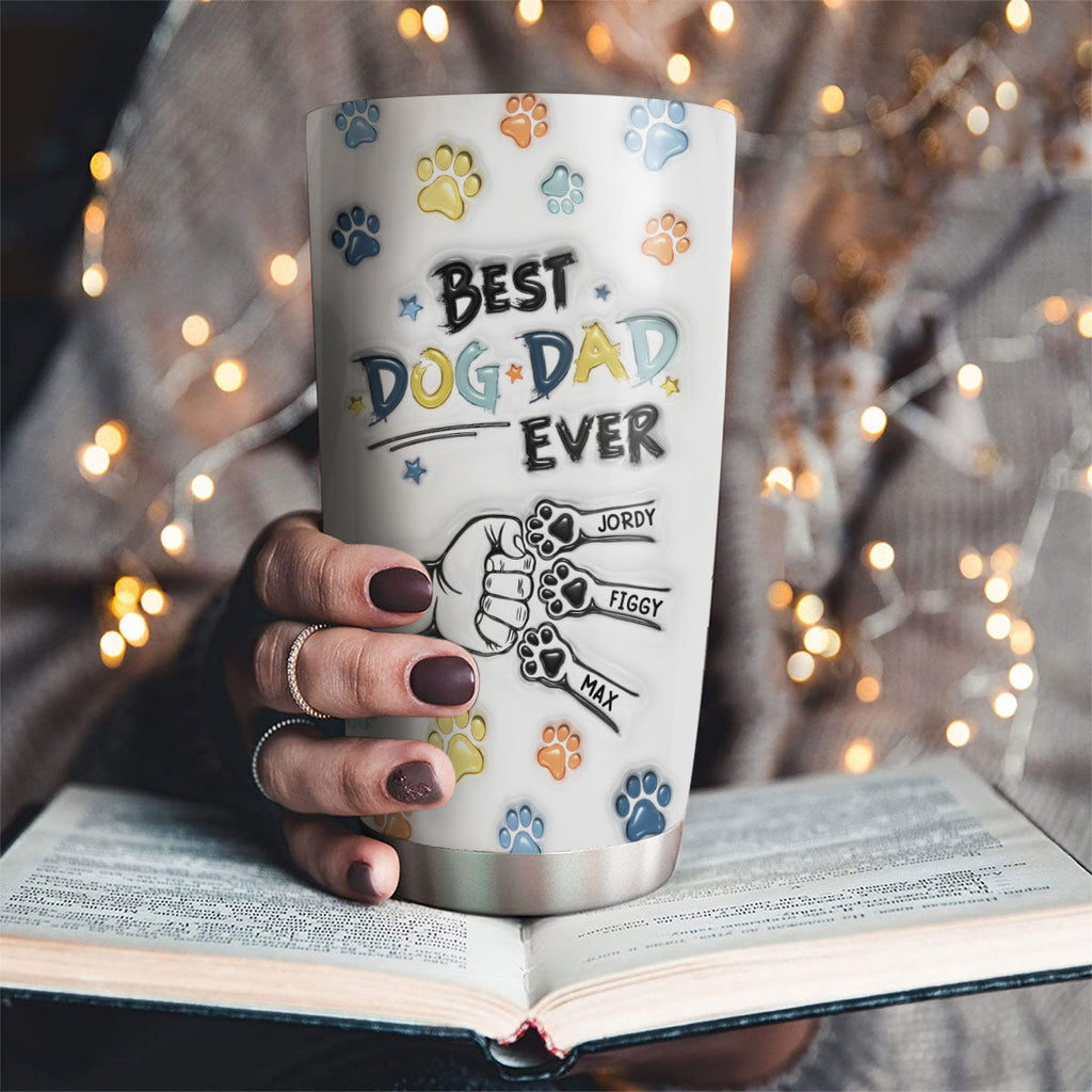 Best Dog Dad Hand Line - Personalized 3D Inflated Effect Tumbler