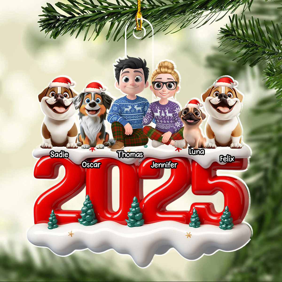 Custom Christmas Decor Home Birthday Gifts For Dog Lovers • Together Forever Now - Personalized 3D Effect Acrylic Ornament