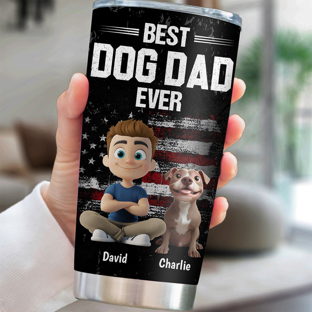 Custom Father's day Birthday Gifts For Dog Dad, Dog Lovers • American Dog Dad - Personalized Tumbler
