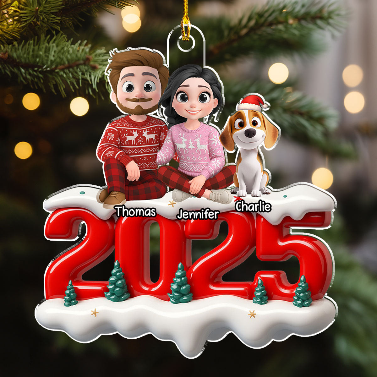Custom Christmas Decor Home Birthday Gifts For Dog Lovers • Together Forever Now - Personalized 3D Effect Acrylic Ornament