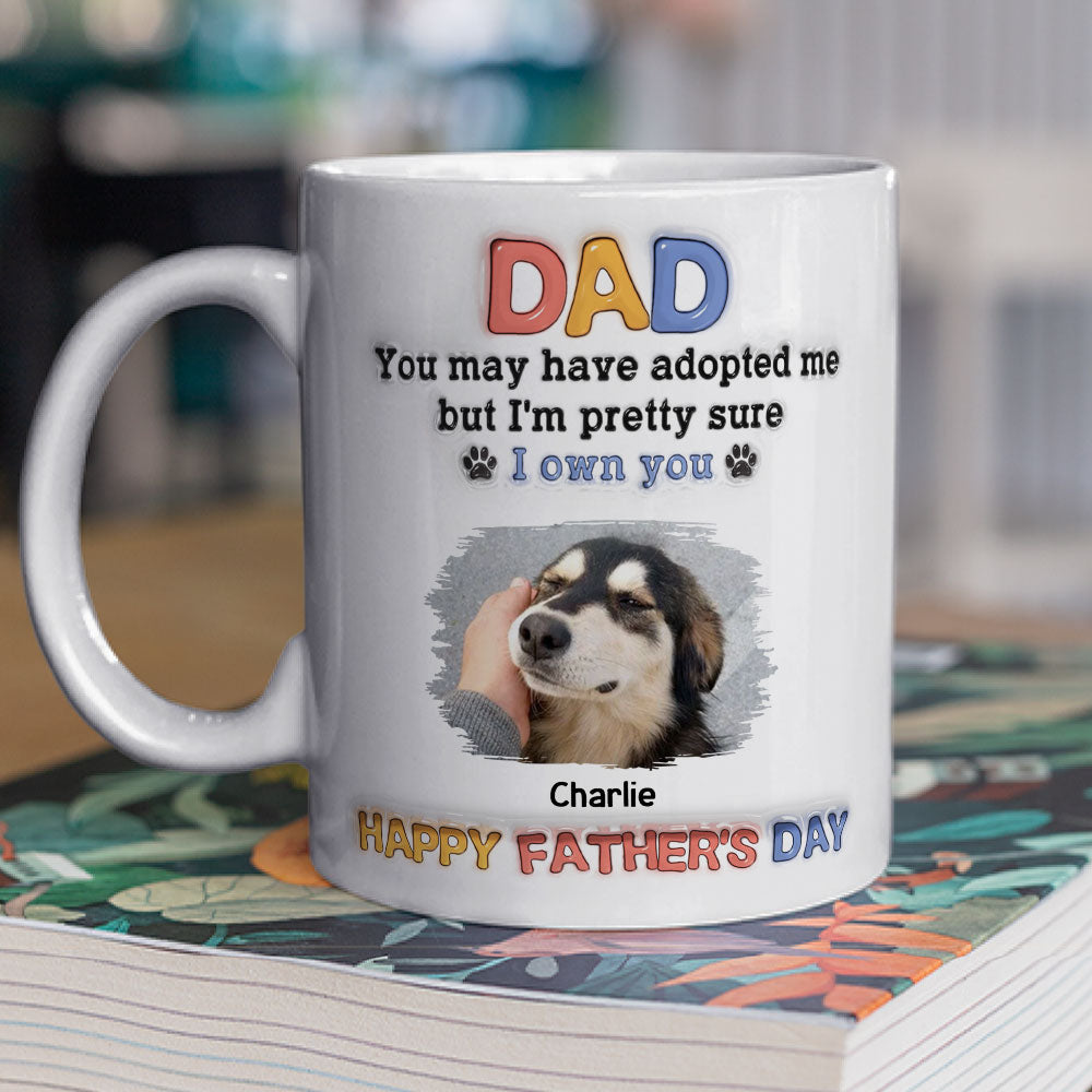 Custom Photo Father's day Birthday Gifts For Dog Dad, Dog Lovers • Adopted Me Photo - Personalized 3D Inflated Effect Mug