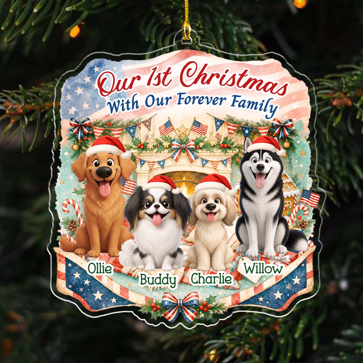 Custom Christmas Decor Home Birthday Gifts For Dog Mom, Dog Lovers • Our Pup Is First Noel - Personalized Acrylic Ornament