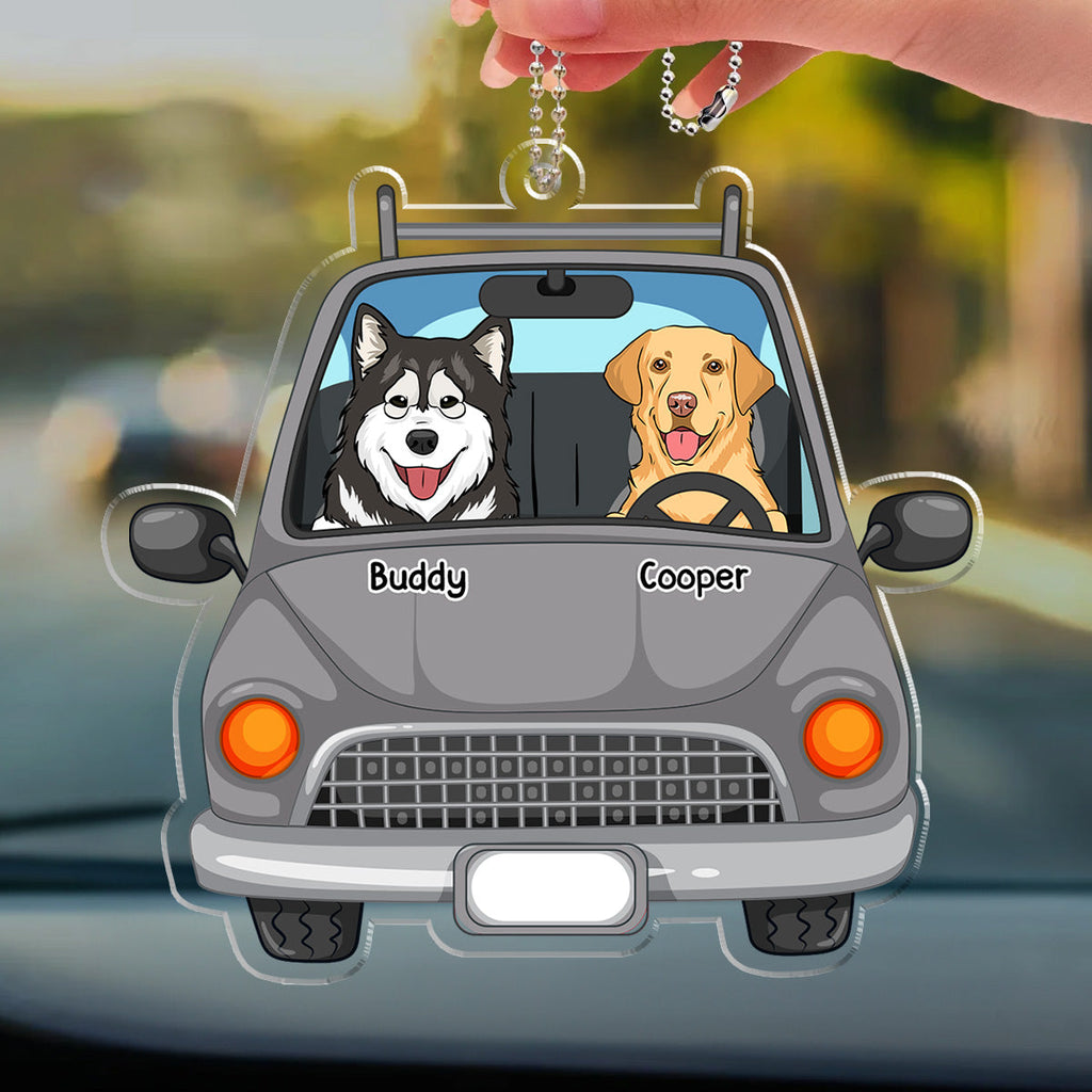 Dogs In Car - Personalized Car Ornament