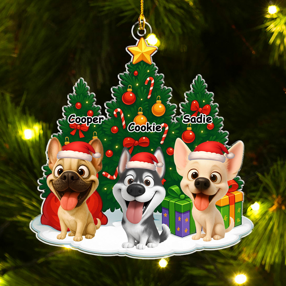 Custom Christmas Decor Home Birthday Gifts For Dog Lovers • Dog Under Christmas Tree - Personalized Acrylic Ornament