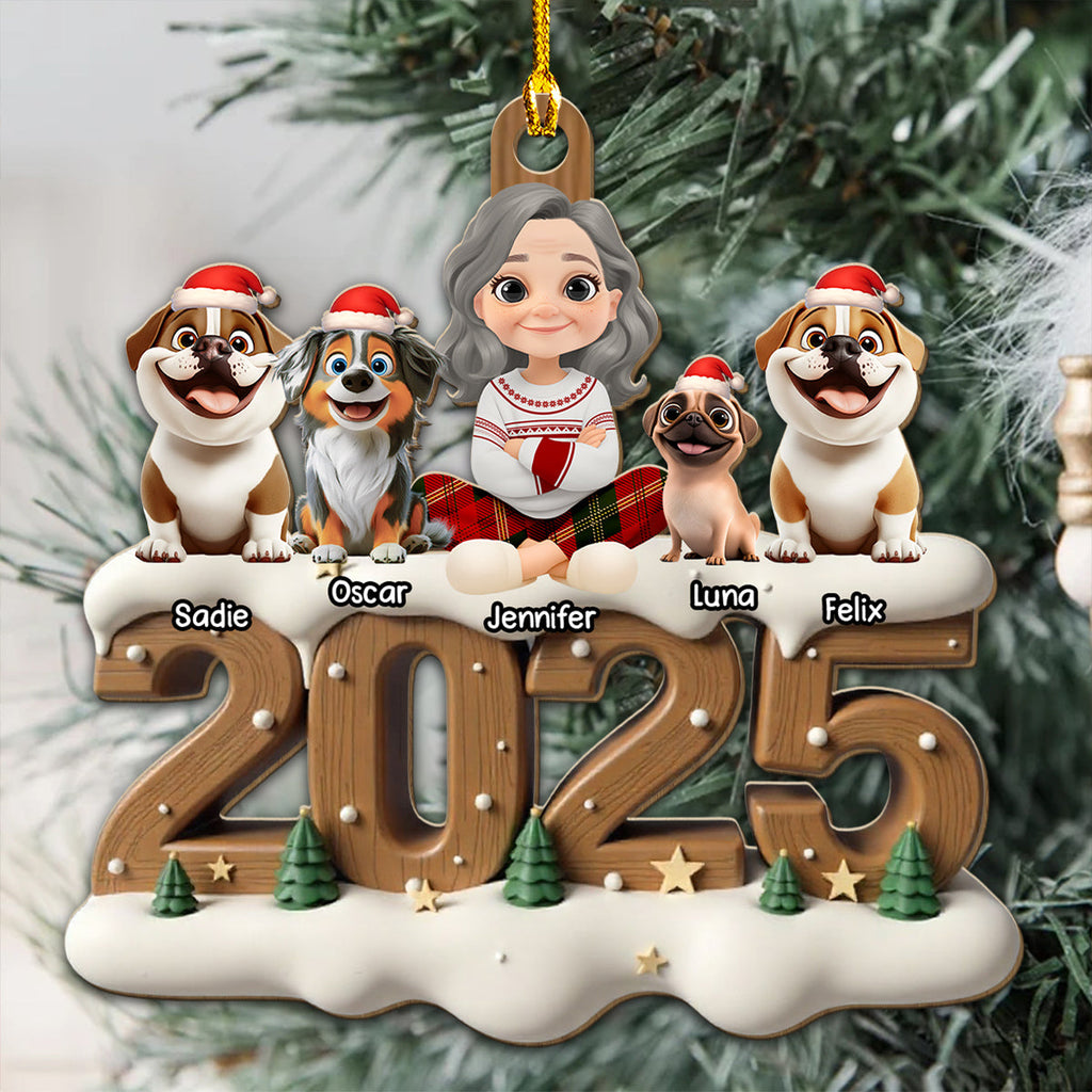 Custom Christmas Decor Home Birthday Gifts For Dog Mom, Dog Lovers • Us From This Year - Personalized 3D Effect Wood Ornament