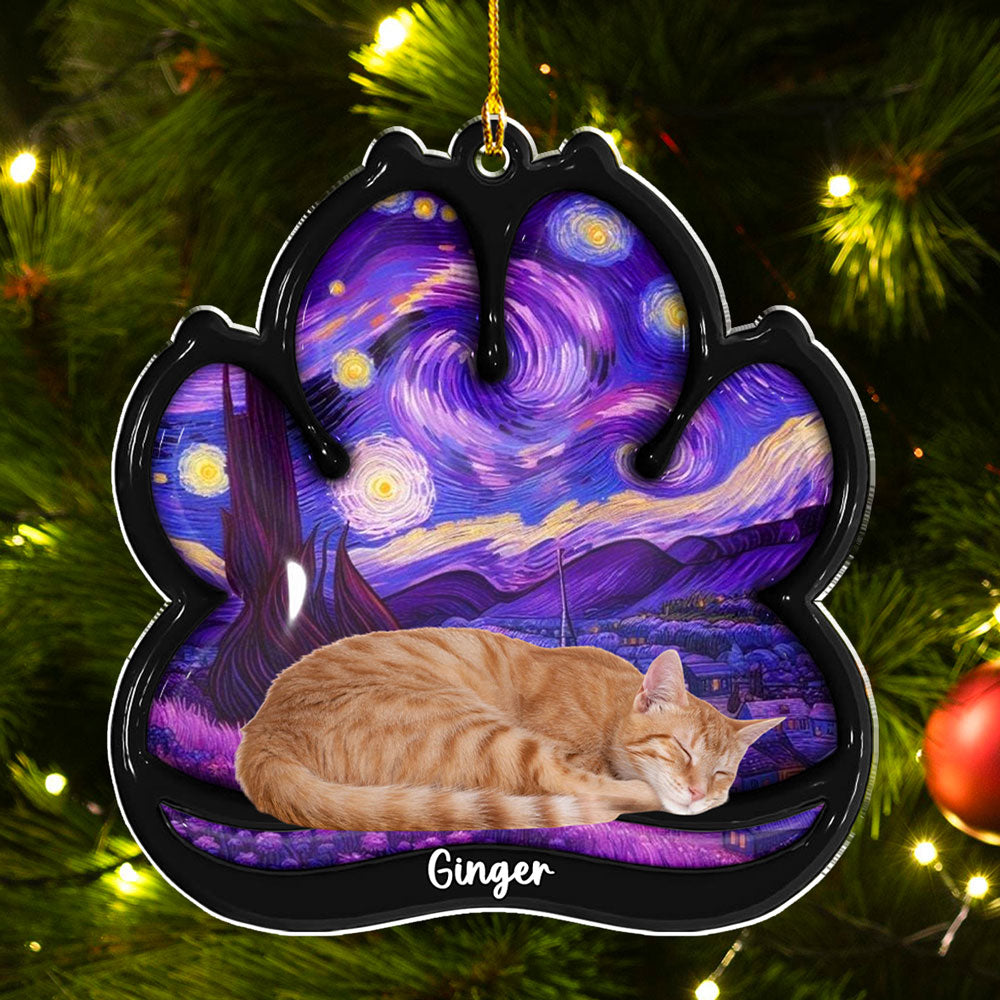 Lay Here With Cat Photo - Personalized 3D Effect Acrylic Ornament