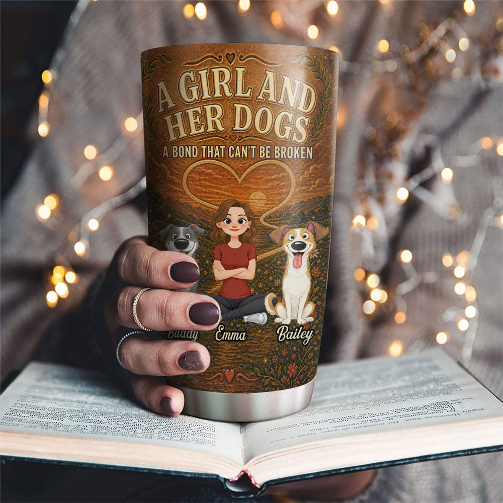 Custom Christmas Birthday Gifts For Dog Mom, Dog Lovers • Forever Side By Side - Personalized 3D Effect Tumbler