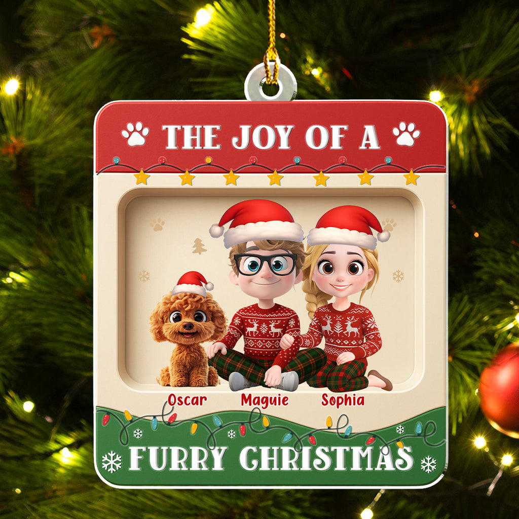 Custom Christmas Decor Home Birthday Gifts For Dog Lovers • Furry Christmas - Personalized 3D Effect Acrylic Ornament