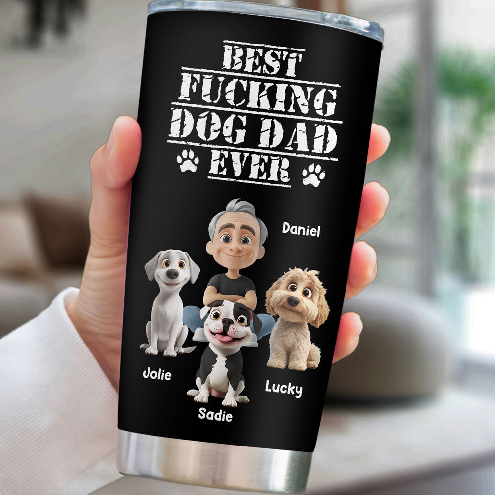 Custom Christmas Birthday Gifts For Dog Dad, Dog Lovers • Best Dad In The Hood - Personalized Tumbler