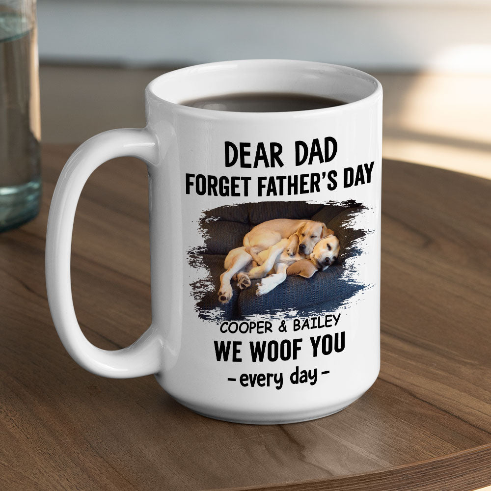 Custom Photo Father's day Birthday Gifts For Dog Dad, Dog Lovers • Dog Woof Best Dad Photo - Personalized Coffee Mug