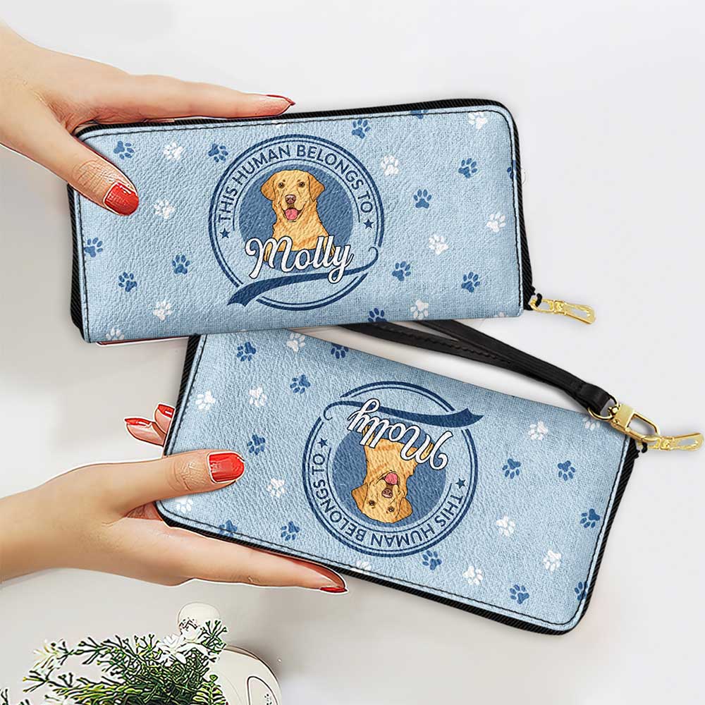 Human Belongs To Dog 2 - Personalized Leather Wallet