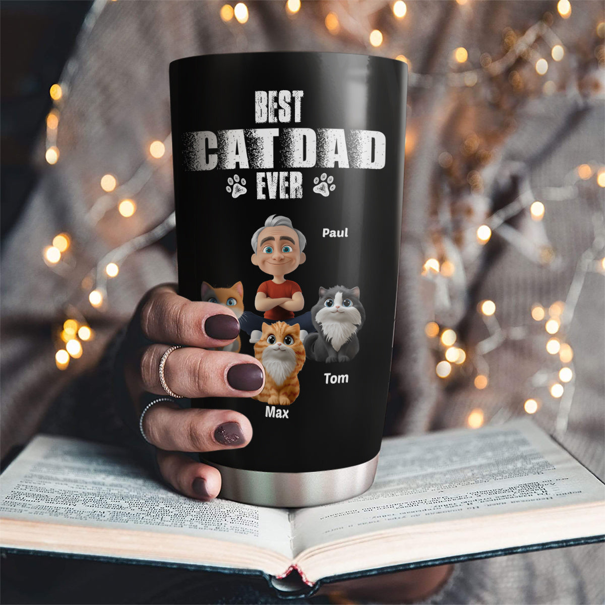 Custom Father's day Birthday Gifts For Cat Dad, Cat Lovers • Best Dad Ever Cat Version 2 - Personalized Tumbler