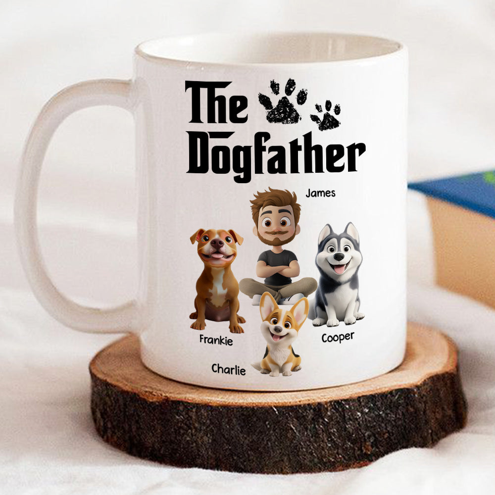 Custom Father's day Birthday Gifts For Dog Dad, Dog Lovers • White Cool Dog Father - Personalized Coffee Mug