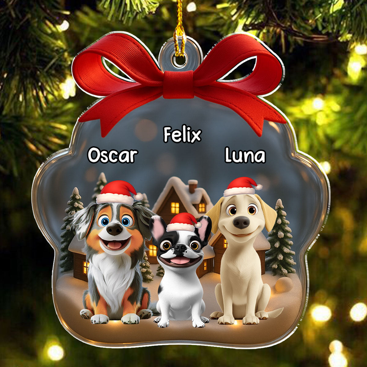 Custom Christmas Decor Home Birthday Gifts For Dog Lovers • Paw In Snow - Personalized Acrylic Ornament
