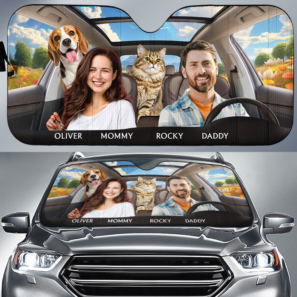 Life Is Better With My Pet Couple Photo - Personalized Car Sunshade