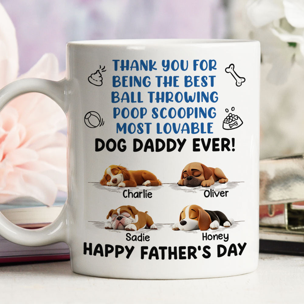 Custom Father's day Birthday Gifts For Dog Dad, Dog Lovers • Most Lovable Daddy Ever - Personalized Coffee Mug