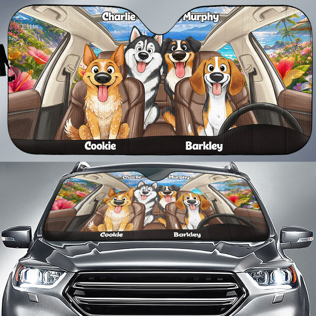 Hop On With Me - Personalized Car Sunshade