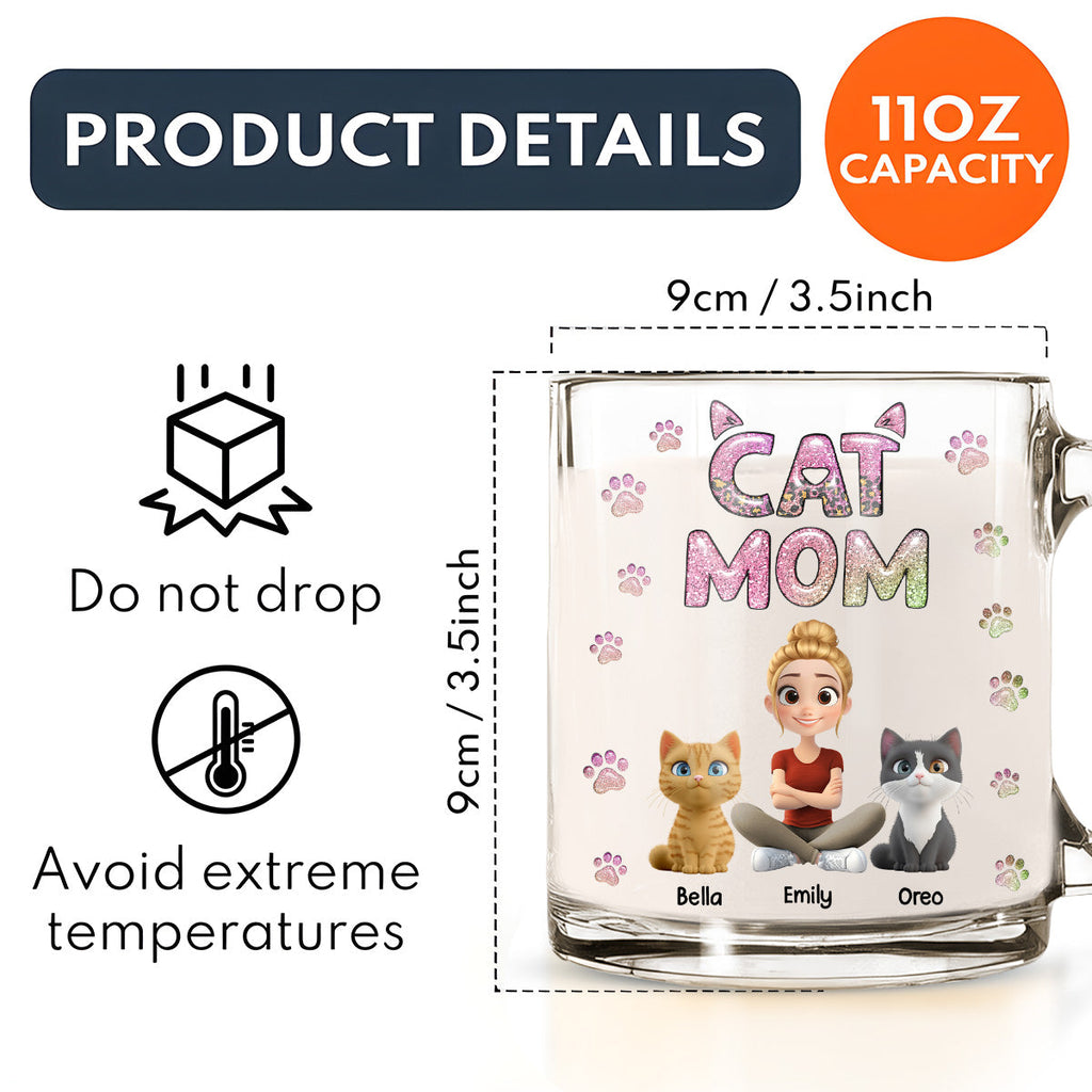Custom Christmas Birthday Gifts For Dog Mom, Dog Lovers • Cat Mom Lovely Chibi - Personalized 3D Inflated Effect Glass Mug