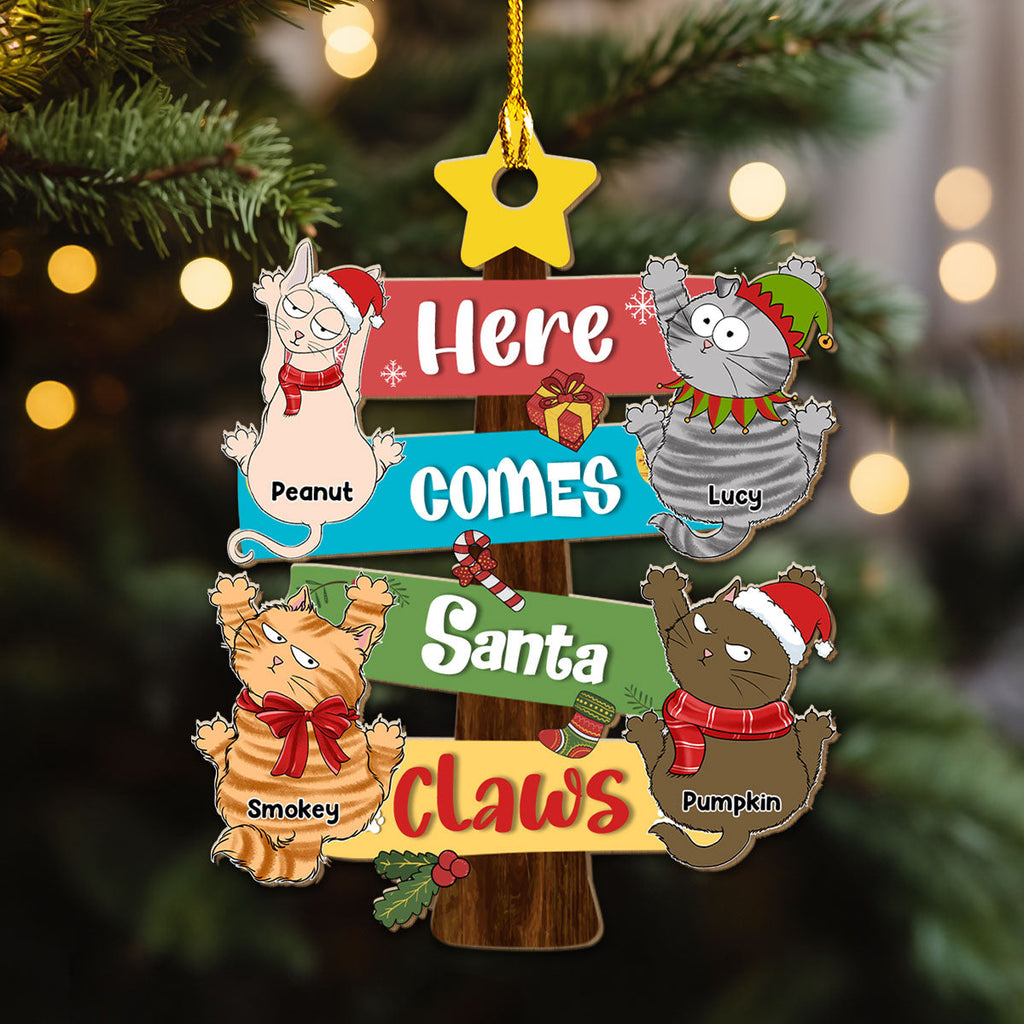 Here Comes Santa Paws - Personalized Wood Ornament