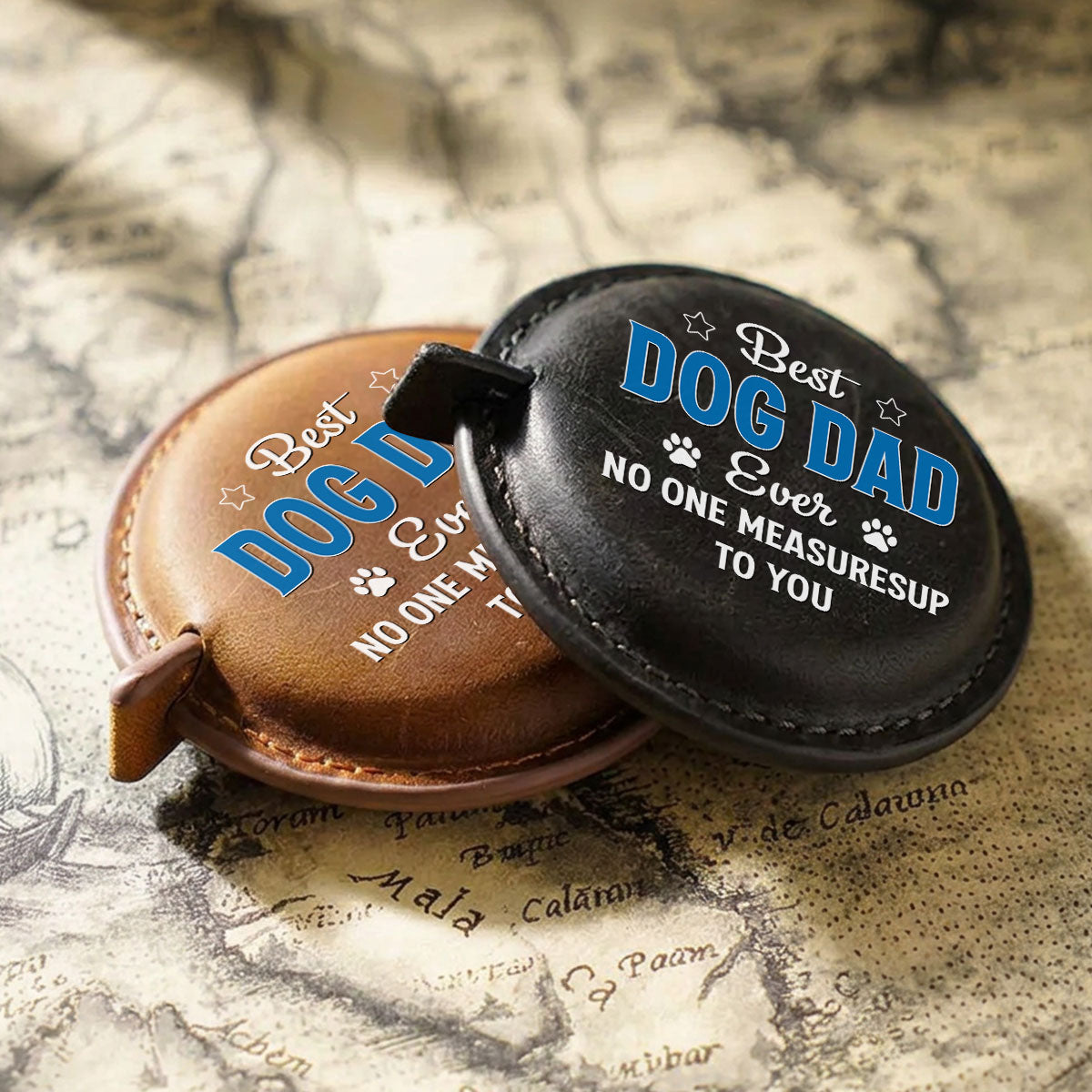 No One Measures Up To Dog Dad - Personalized Leather Tape Measure
