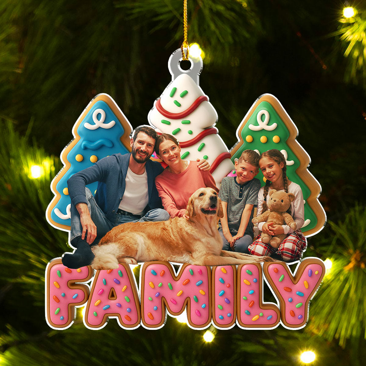 Custom Christmas Decor Home Birthday Gifts For Pet Lovers • Sweet Family Tree Ver Photo - Personalized Acrylic Ornament