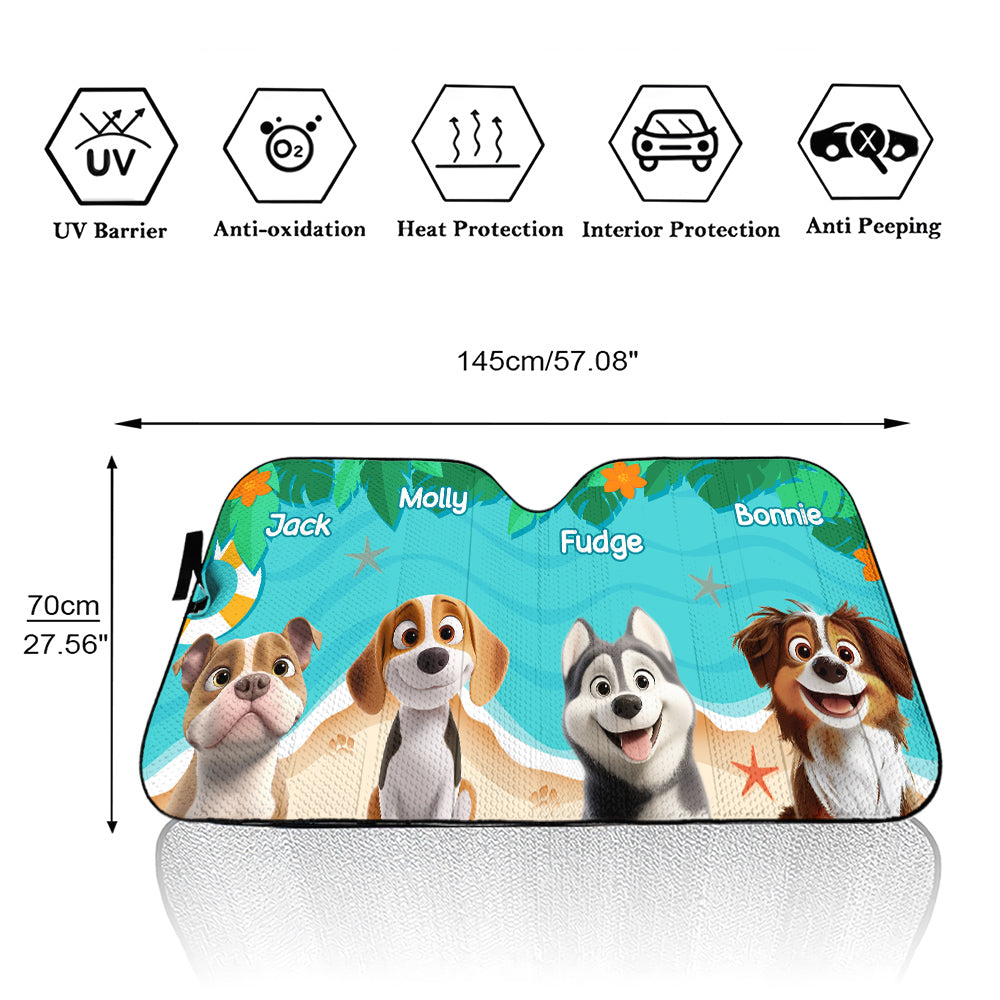 Custom Christmas Birthday Gifts Car Accessories for Dog Parents • Dog Hello Summer - Personalized Car Sunshade