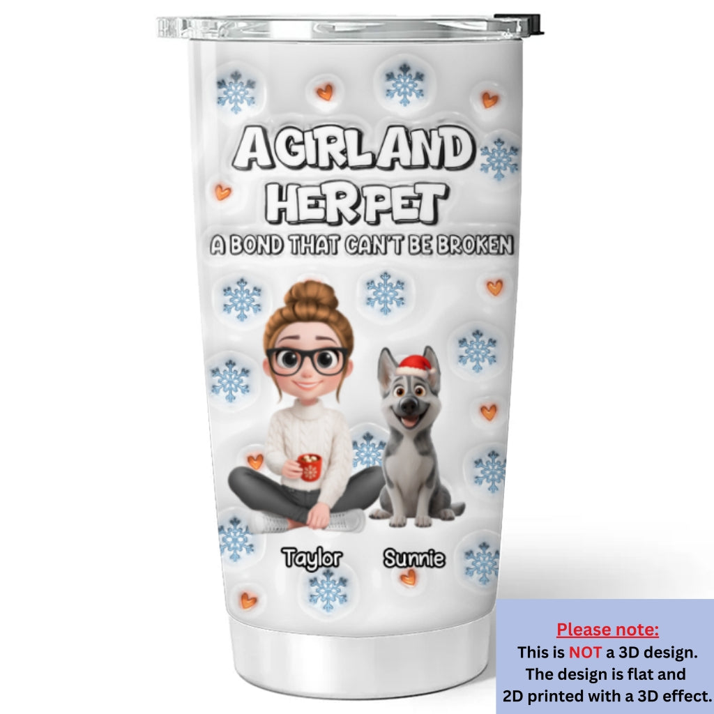 Custom Christmas Birthday Gifts For Pet Mom, Pet Lovers • Christmas Day With Fur Mom Ver 2 - Personalized 3D Inflated Effect Tumbler