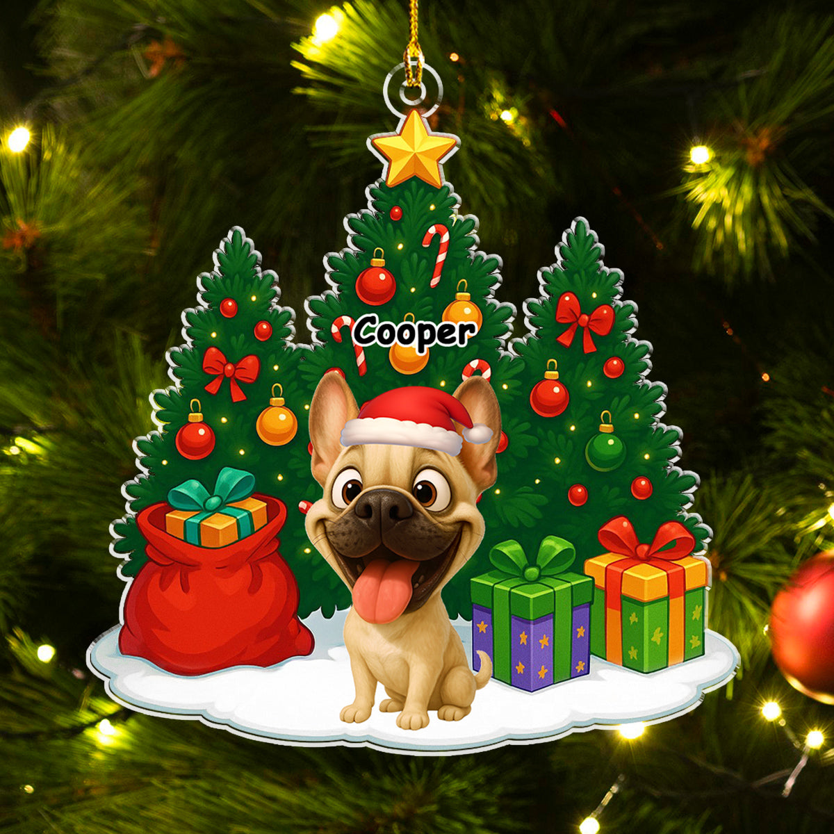 Custom Christmas Decor Home Birthday Gifts For Dog Lovers • Dog Under Christmas Tree - Personalized Acrylic Ornament