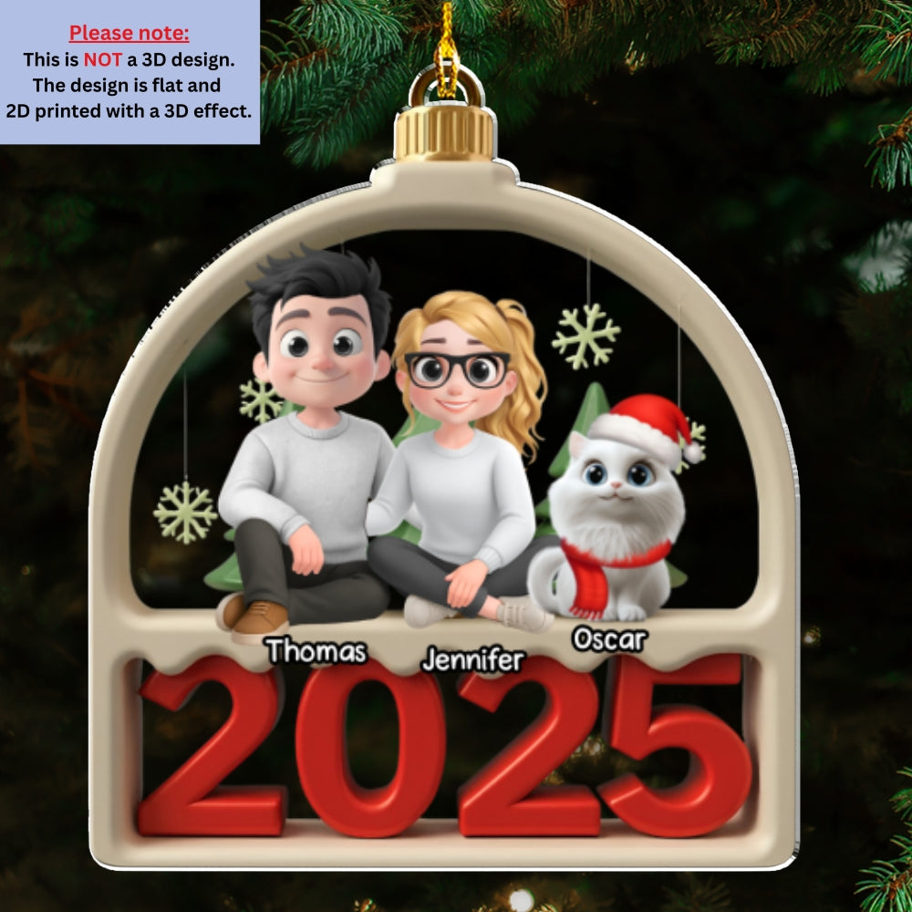 Custom Christmas Decor Home Birthday Gifts For Pet Lovers • Family Furry And Cat - Personalized Acrylic Ornament